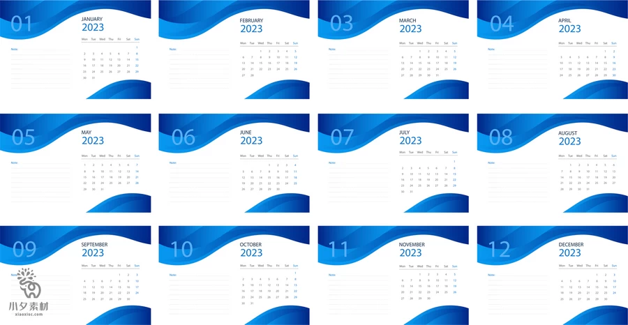 公司企业科技感简约2023年日历挂历台历年历模板AI矢量设计素材【109】